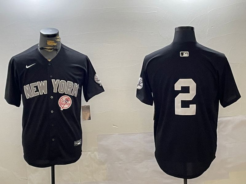 Men New York Yankees #2 No Name Black Game 2024 Nike MLB Jersey style 12091